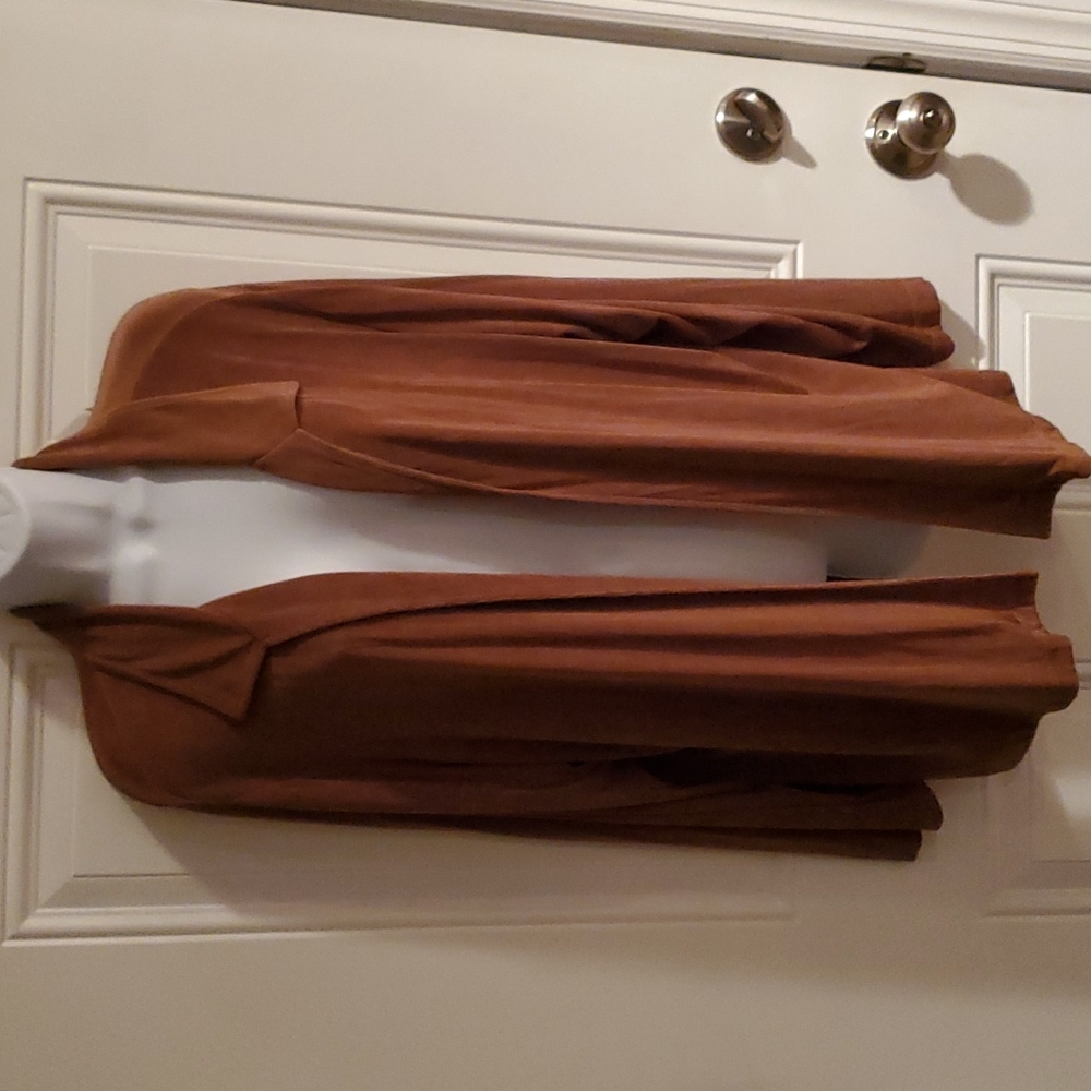 Slinky Brand Taupe Plus Size Cardigan Travel Knit Size 1X